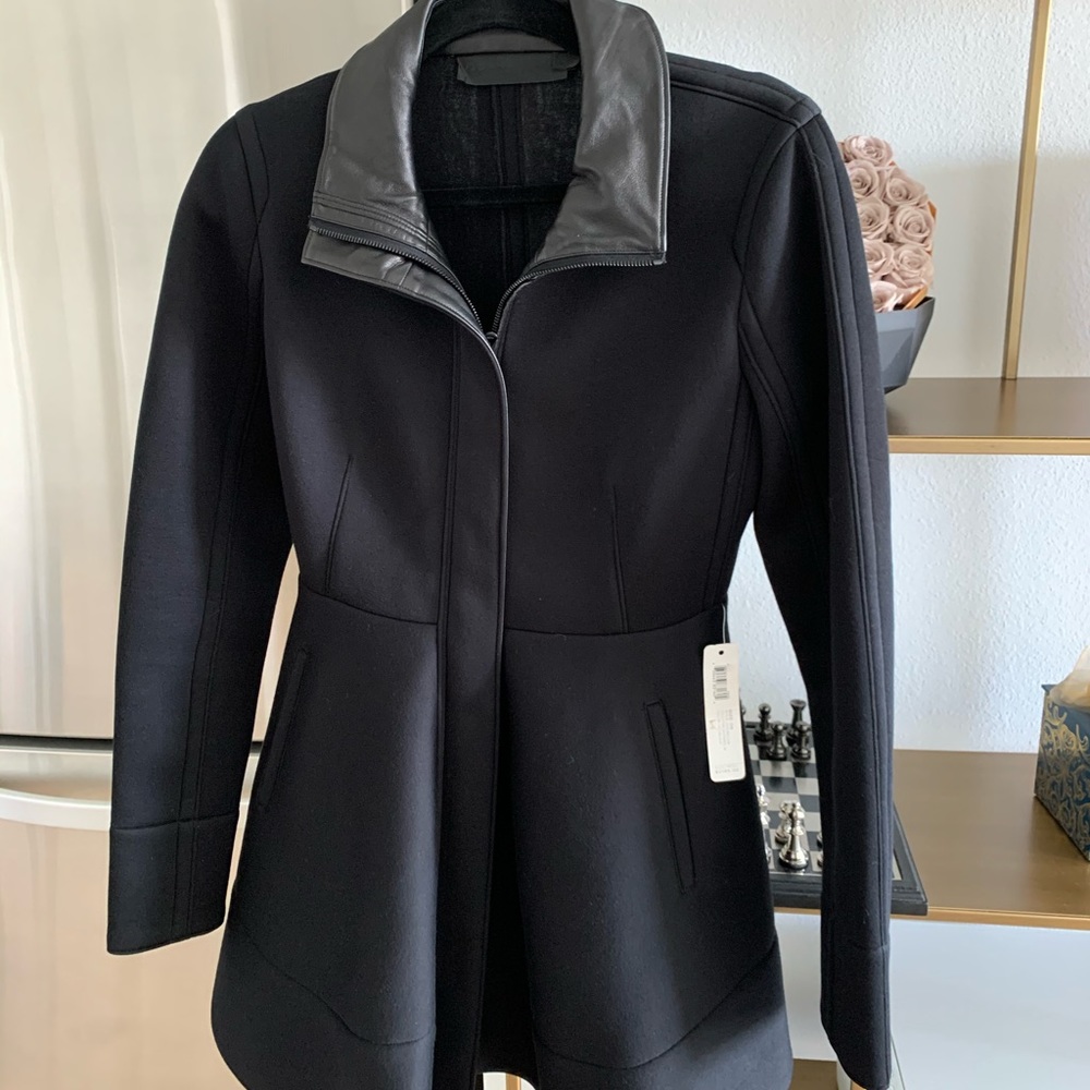 Donna Karan Sculpted Neoprene Leather Jacket